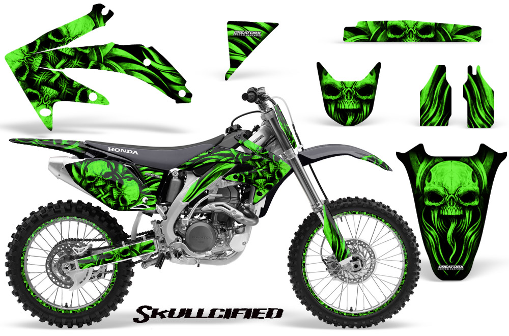 Honda CRF 450R 05-08 Graphics Kit Skullcified Green NP Rims